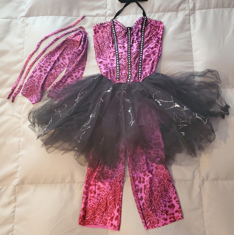 80's Pink Leopard Tutu Size Adult Small. - Figure Skating, Roller Skating, Dance